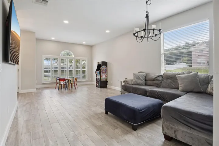 Living room and dining room