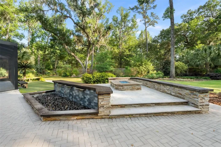 Fire pit with waterfall
