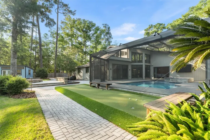 Putting green off the pool