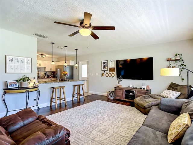 Open Floor Plan with Large Living Room overlooking Kitchen