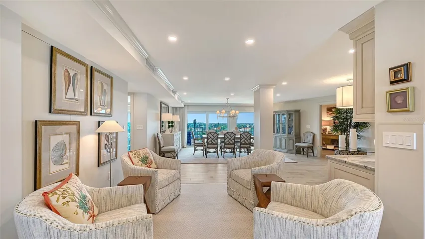 Lounge area looking toward east balcony