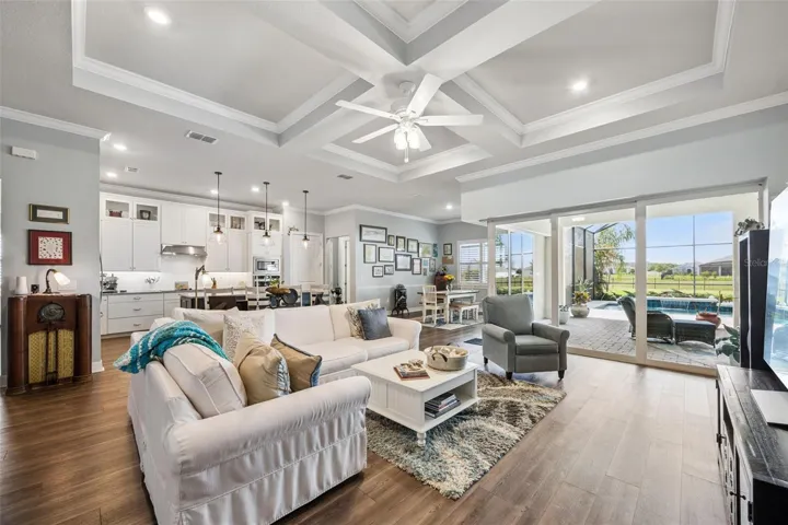 Family room open to kitchen
