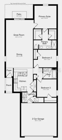 Floor Plan - Additional Highlights Include: GE refrigerator, washer and dryer, extended LVP flooring, and window blinds throughout the whole house