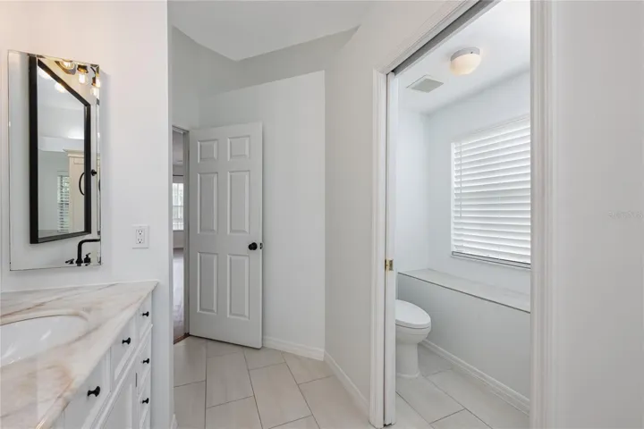 Separate water closet.