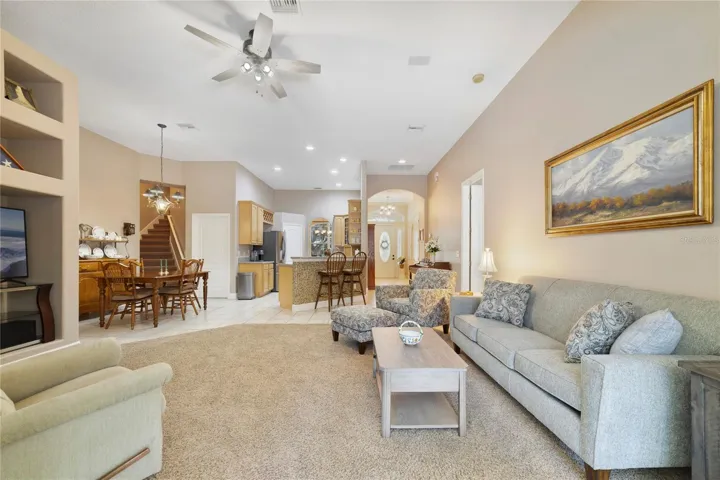 Family room open to kitchen