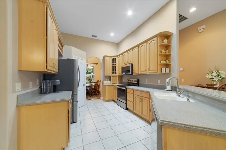 View of kitchen looking toward dining room