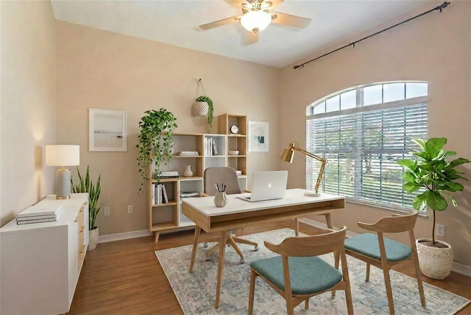 Virtually staged office/living room