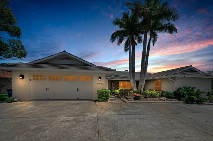 exterior front at sunset