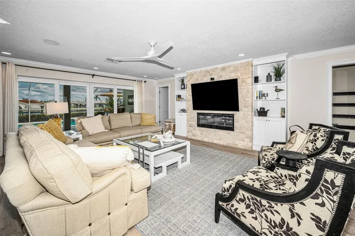 Living room with fireplace