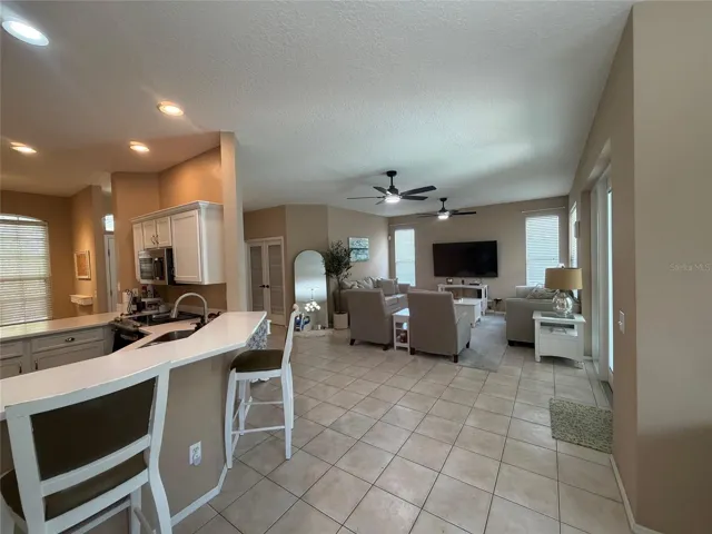 Family room and kitchen