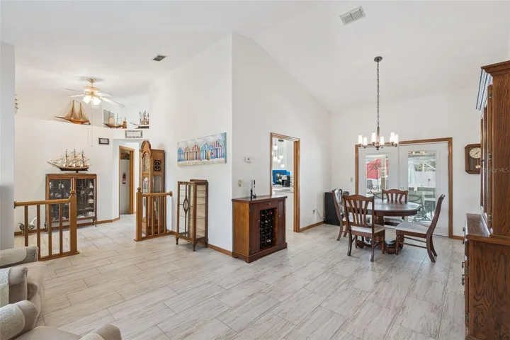 Dining space positioned within the open layout for easy gatherings