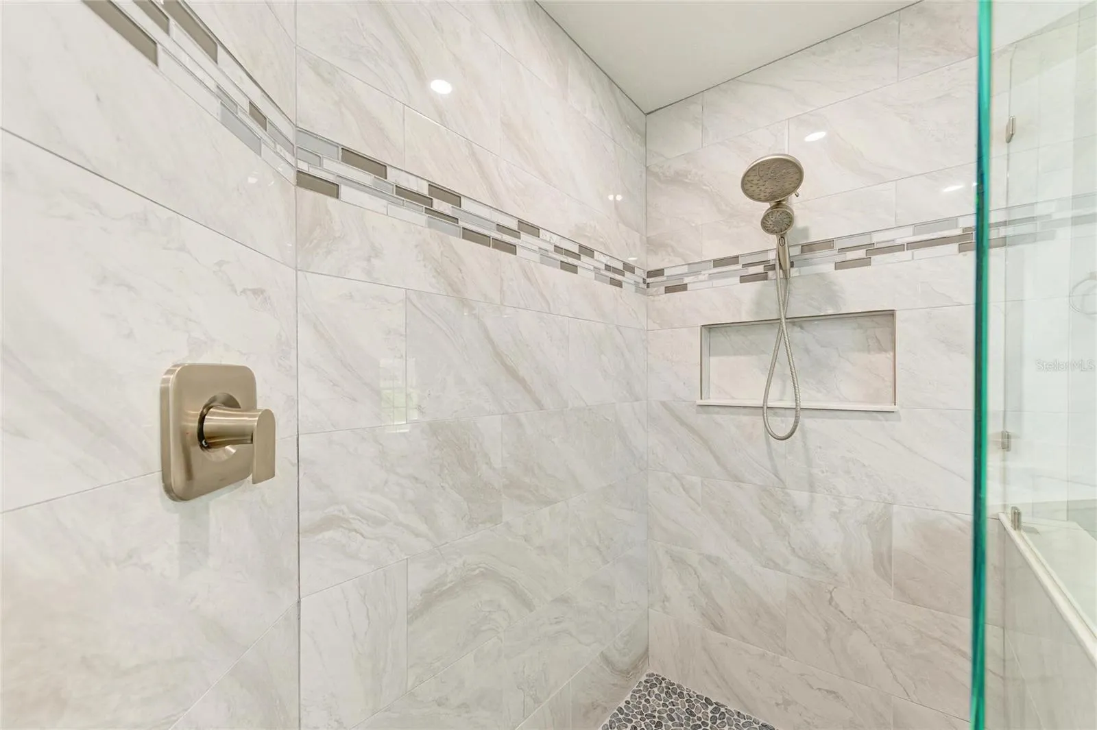 Remodeled shower in primary bathroom