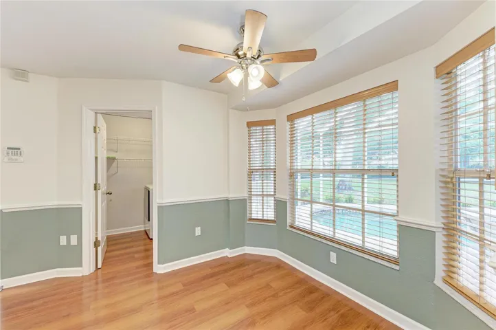 Kitchen dining area with access to laundry room