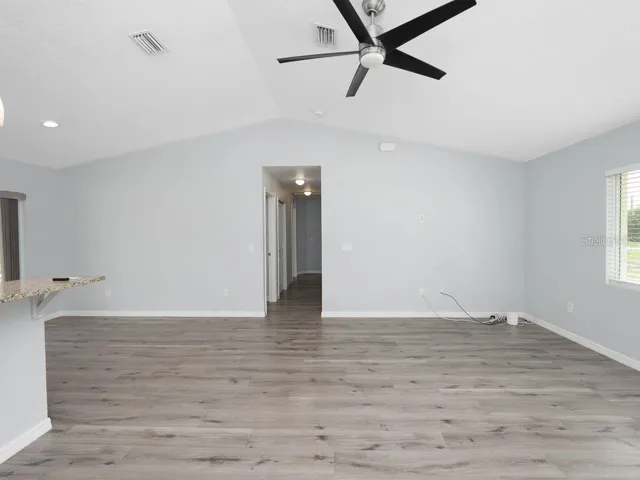 great room looking down hall to bedrooms