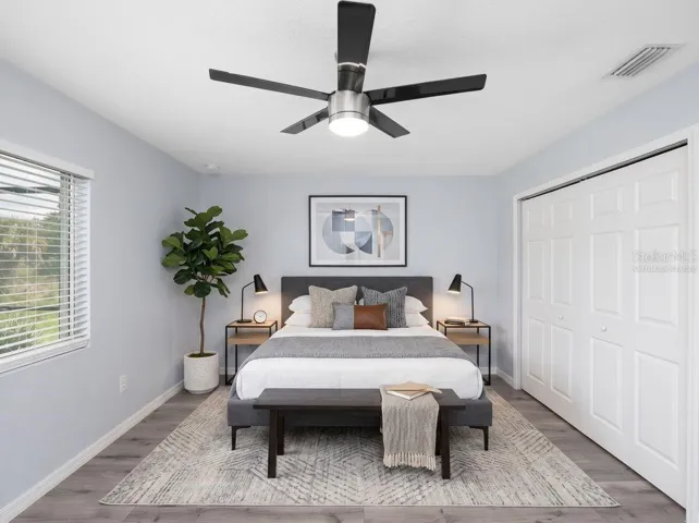 virtually staged primary bedroom