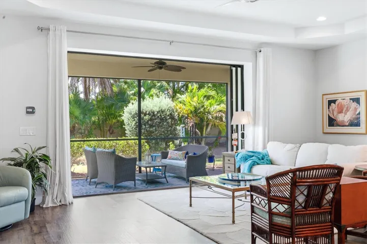 Living room with slider to lanai