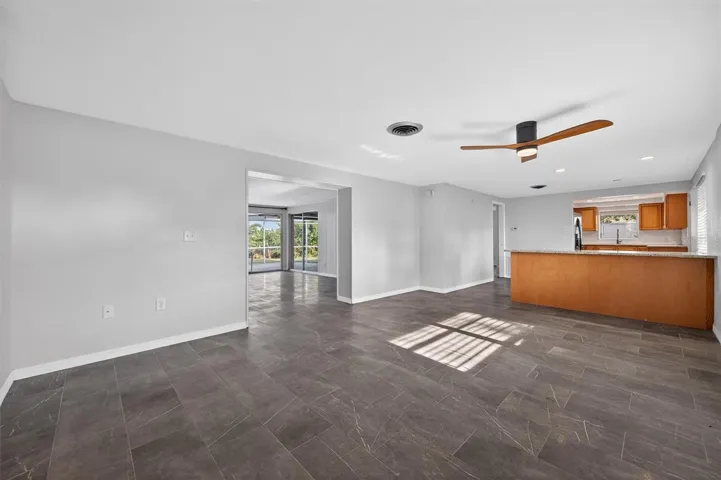 Open Living room looking towards kitchen