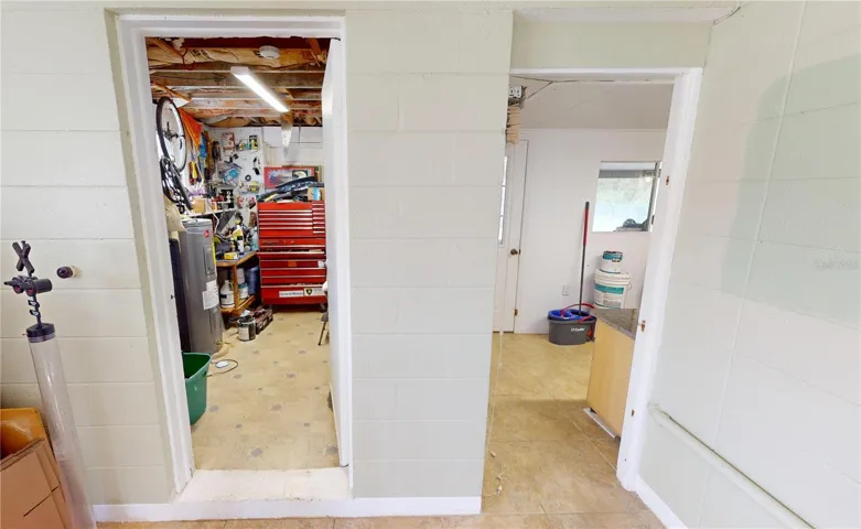 Inside workshop and laundry access