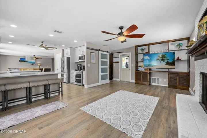 Family Room with Kitchen at Left