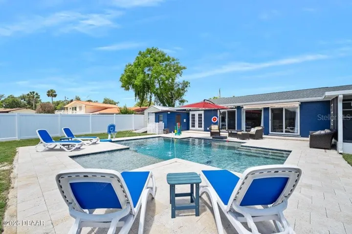 Saltwater Pool with Travertine Pool Deck