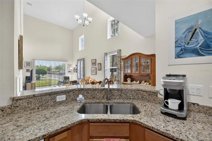 Kitchen open to living area