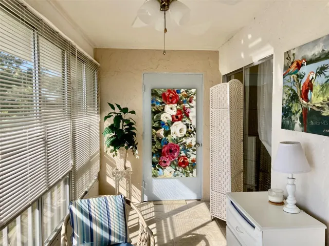 Walk-in storage closet at end of porch.