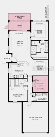 Floor Plan~ Additional Highlights Include: tray ceilings, impact windows, and French doors at study.