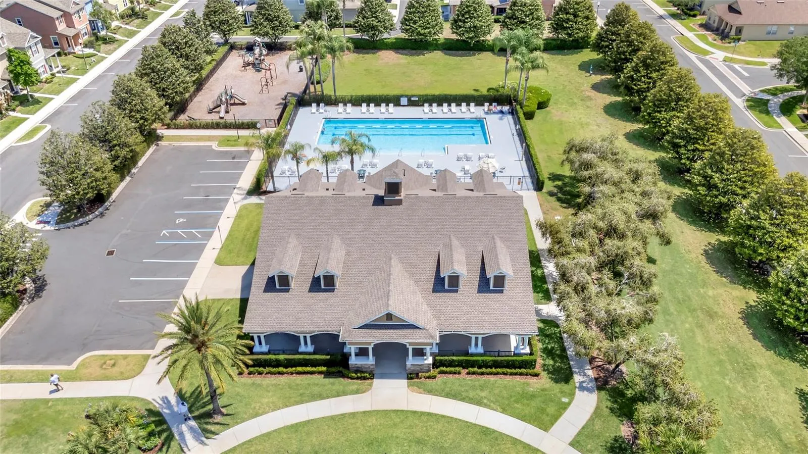 Clubhouse Aerial with Pool