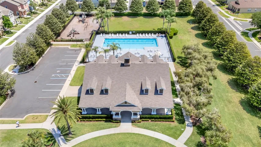Clubhouse Aerial with Pool