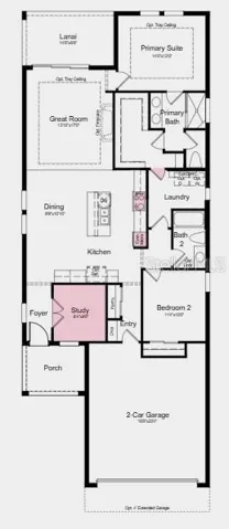 Floor Plan~ Additional Highlights Include: tray ceiling package, gourmet kitchen including cooktop, built in oven, designer hood and built in microwave, 8' interior doors upgrade throughout, interior door from primary closet to laundry room, study with French doors in place of flex, additional hose bib, 80 AMP pool/spa prewire, impact windows whole house, extended flooring on 1st floor, keyless pad for garage door, kitchen pendant light package, and low voltage package with prewire for wall mount tv.