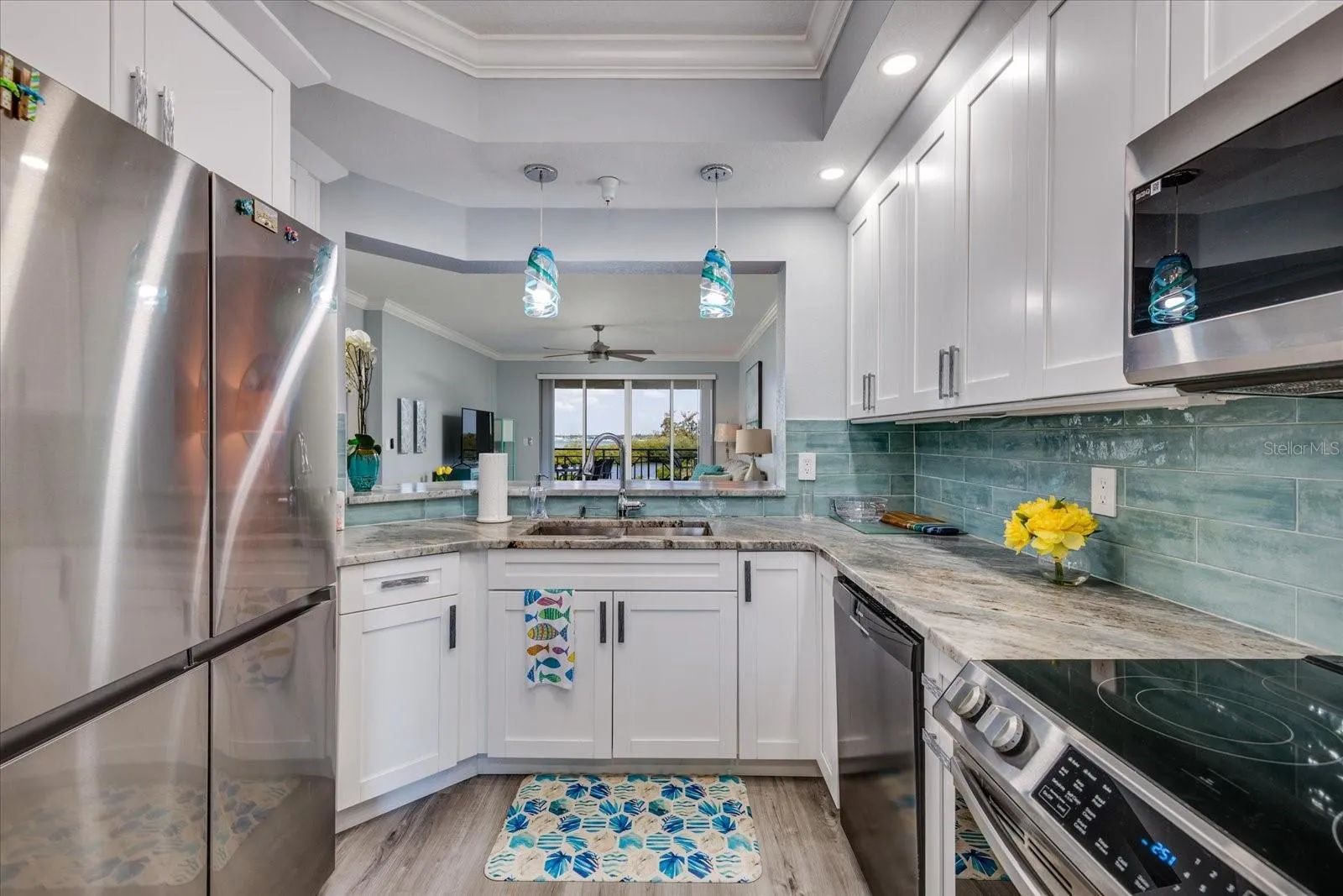 Kitchen overlooks Living Area