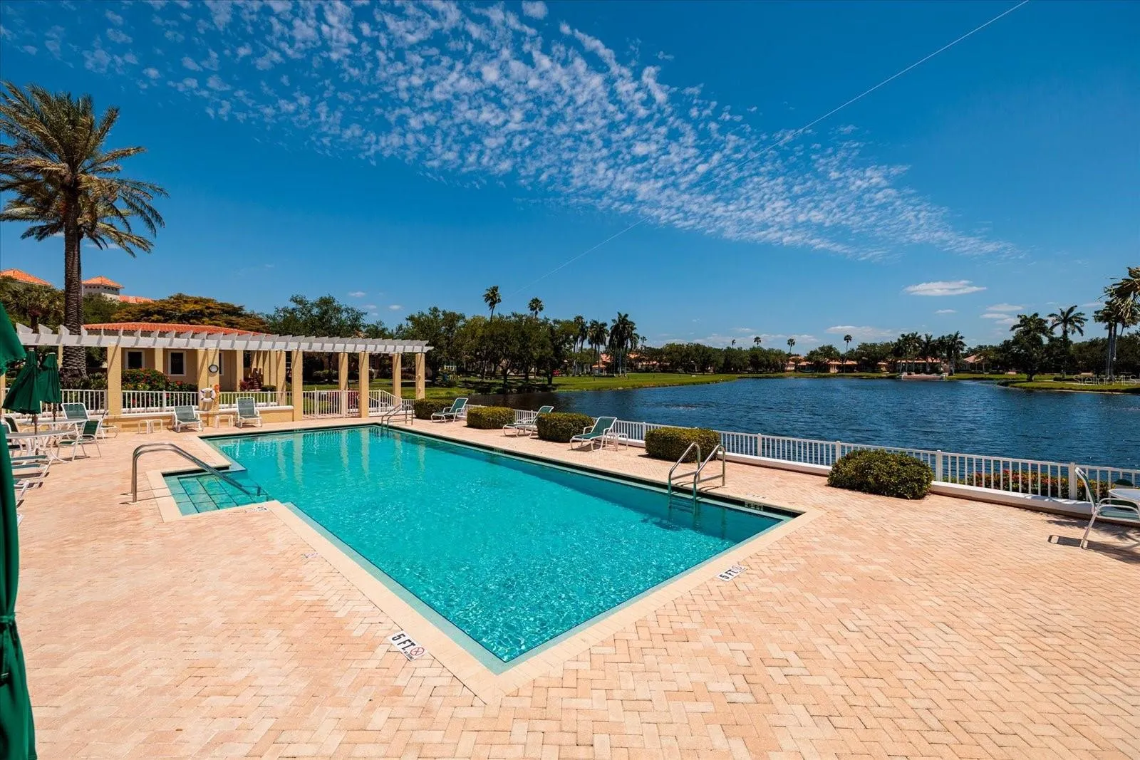 Clubhouse pool overlooking lake