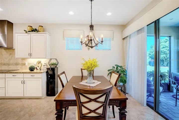 Dinning area with views to the lush back yard.