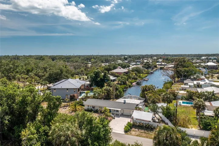Aerial view of canal.
