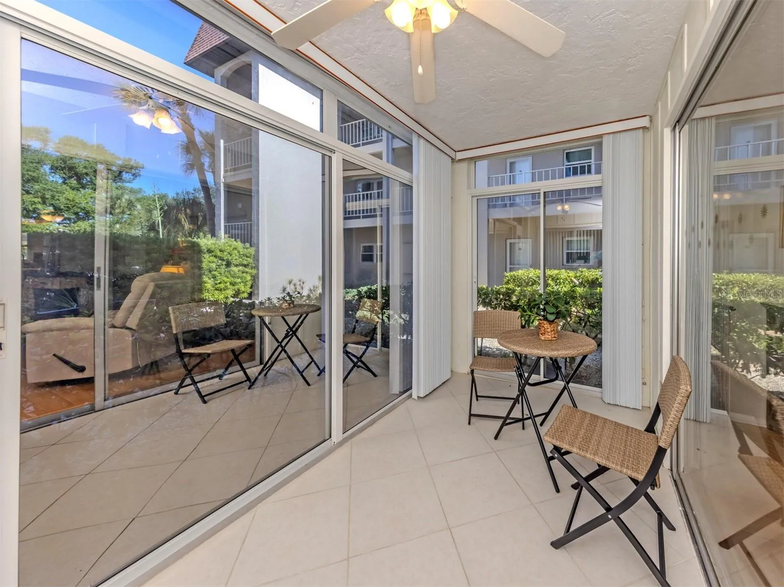 Pool is outside door and to the left