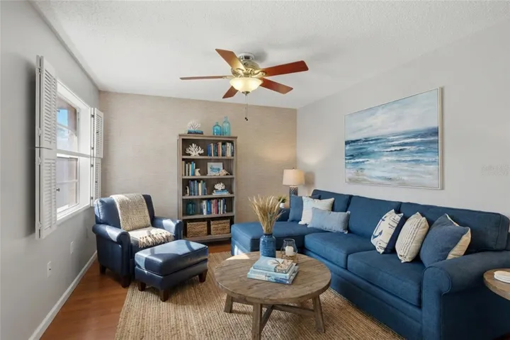 Den/family room off of kitchen virtually staged
