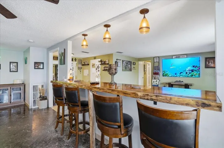 Custom wood slab bar