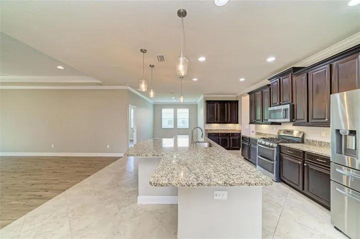 Kitchen into breakfast area