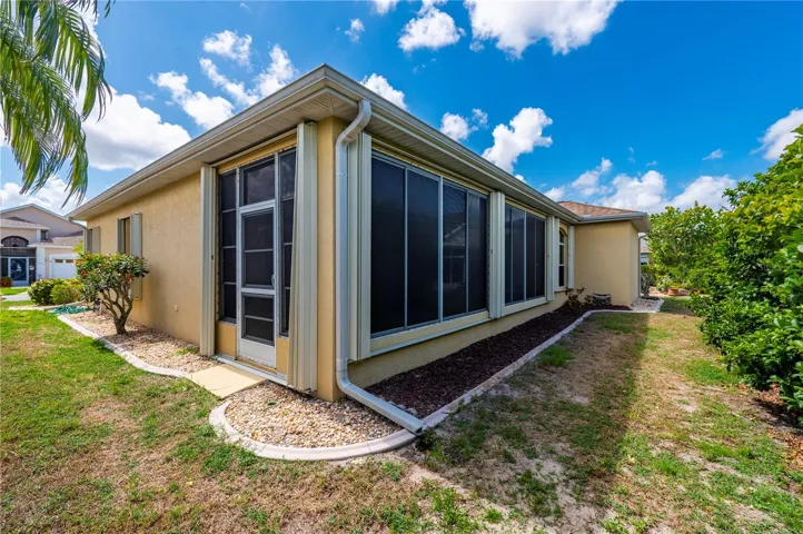 Back and side yard, gutters, curbed landscaping