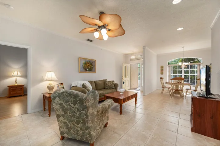 Living room has extra overhead lighting
