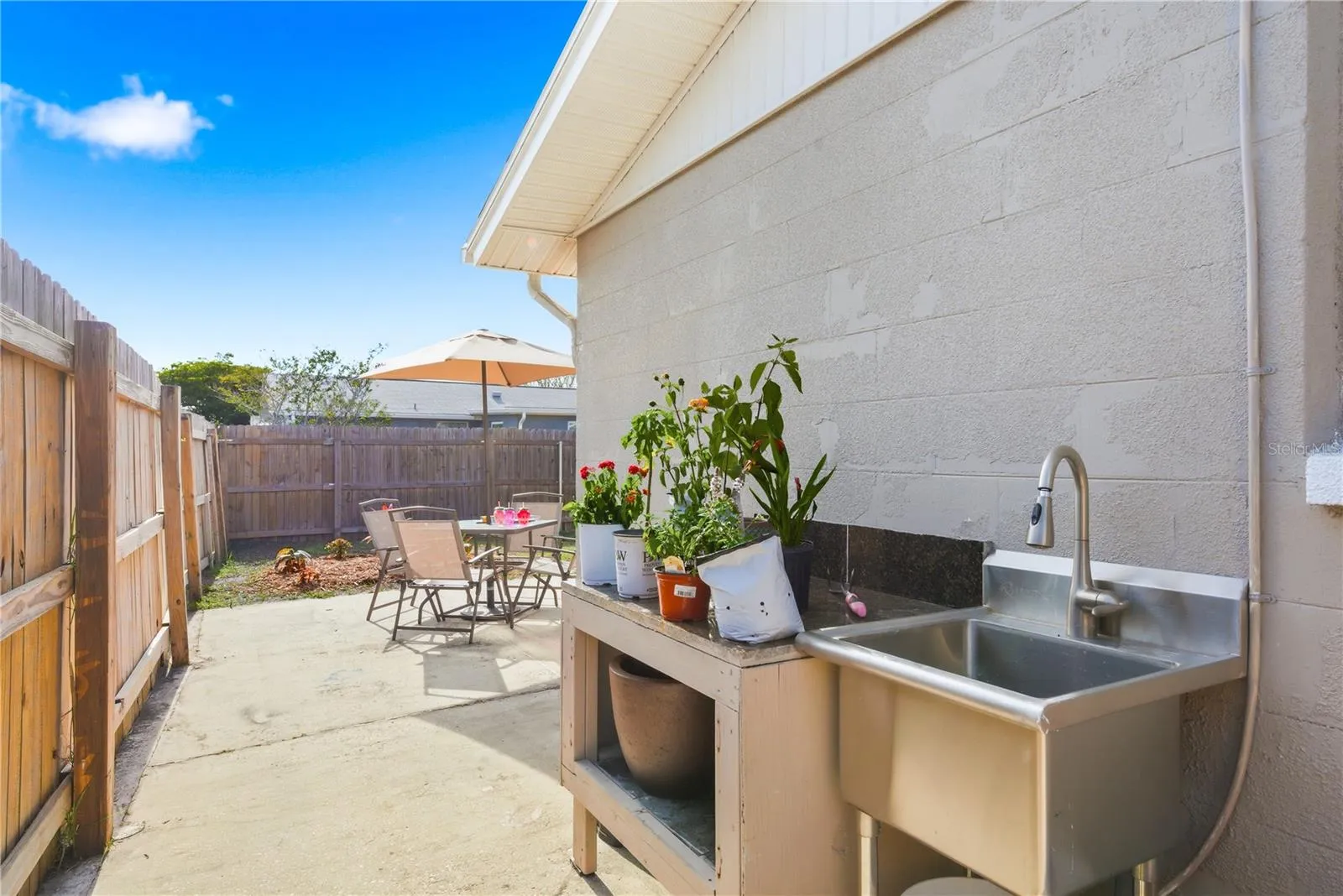 Outdoor sink and garden bench