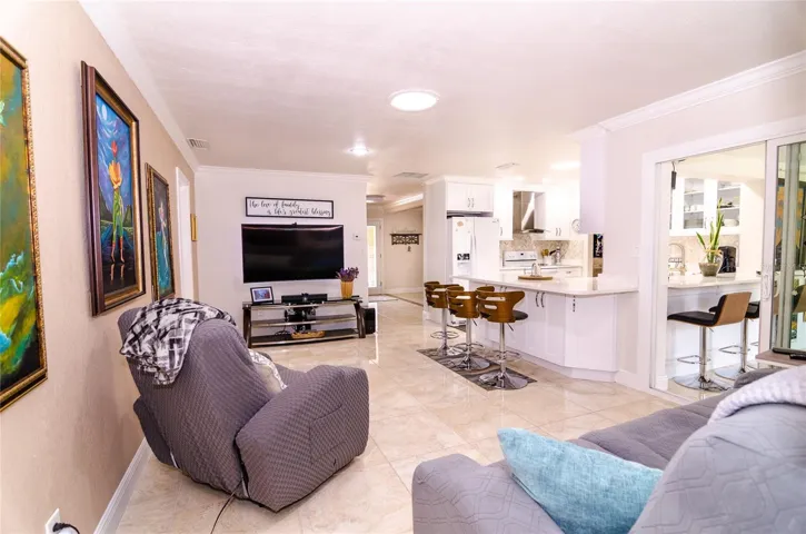 Family Room with a skylight providing additional natural light.