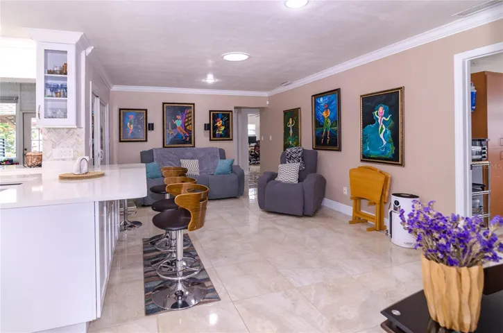 Family Room with a skylight providing additional natural light.