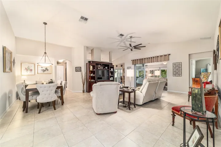 View of living room and dining room