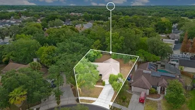Aerial view of the property emphasizing privacy with no rear neighbors.