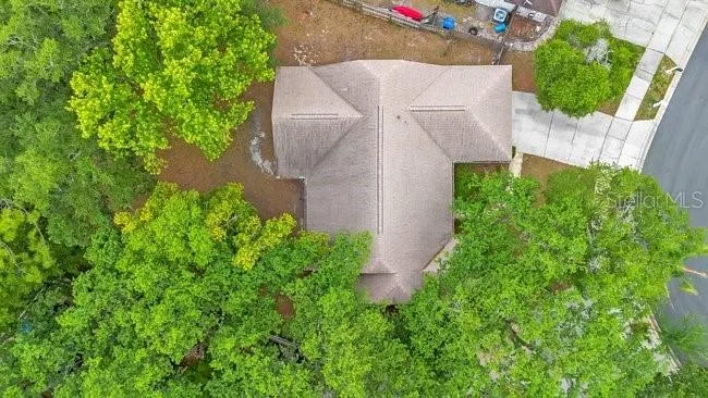 Aerial view of the property with no rear neighbors.