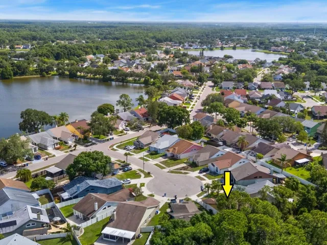 Aerial neighborhood view near lakes, green space, and Countryway amenities.