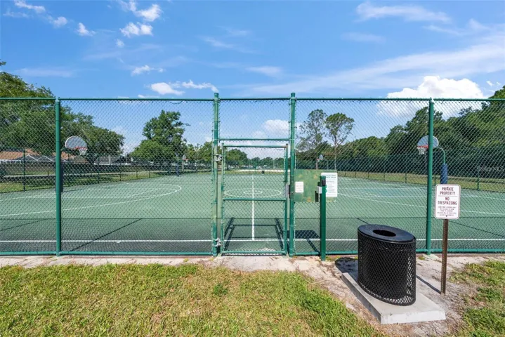 Community tennis courts ready for play.