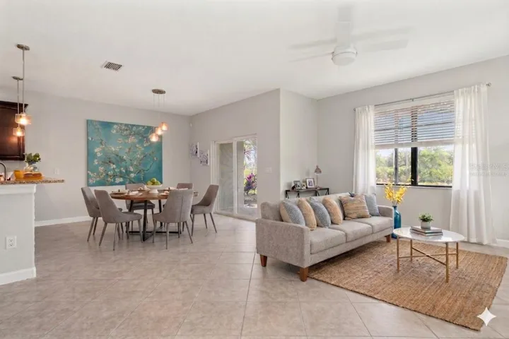 Virtually Staged Living Room and Dining room