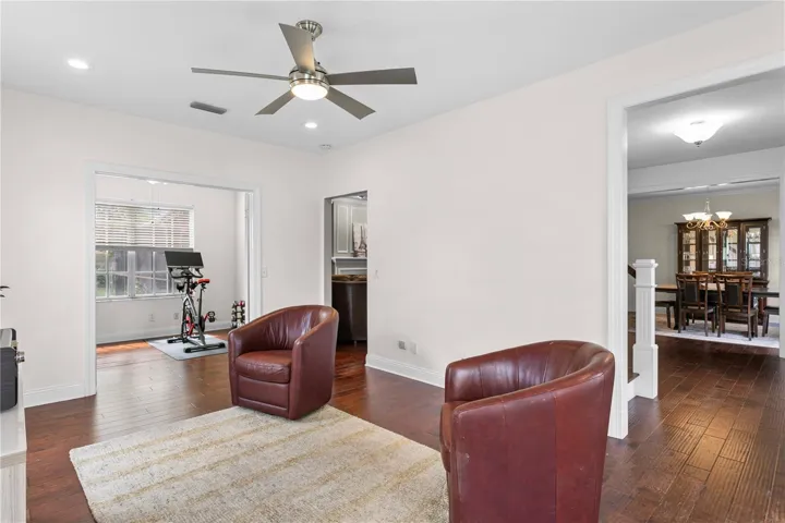 Engineered hardwood floors throughout much of the first floor